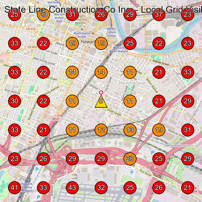 State Line Construction Co Inc GeoGrid visibility map for Concrete Contractor in Newark